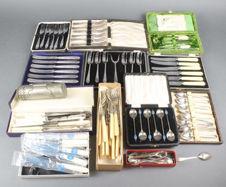 A quantity of silver plated cased sets 