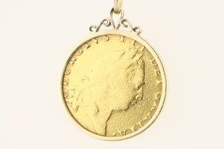 A 1793 spade guinea in a 9ct gold pendant mount
