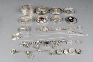 A quantity of silver jewellery including brooches, bangles etc 