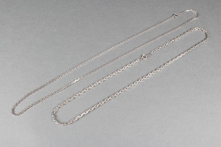A Continental silver flat link necklace, 1 other