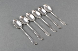 A set of 6 Georgian silver old English teaspoons with chased monogram 82 grams
