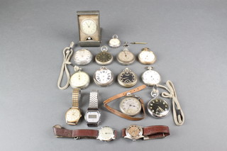 2 silver key wind pocket watches, a lady's fob watch and minor watches