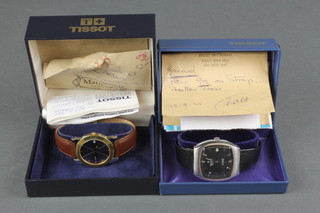A boxed 1970's gentleman's Tissot calendar wristwatch, a later gilt ditto