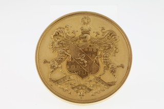 A Victorian 15ct medallion, The Worshipful Company of Haberdashers 1898, 24 grams