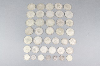 A quantity of pre 1947 coins, approx 344 grams