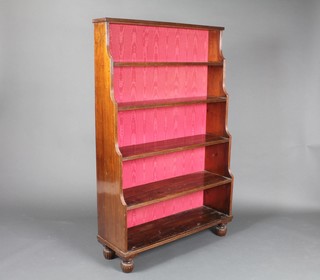 A Georgian 5 tier mahogany waterfall bookcase, raised on later turned, reeded and bun feet 54"h x 35"w x 11"d 