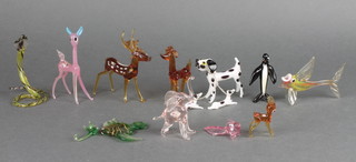 A collection of Continental coloured glass animals