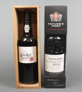 A 750ml bottle of Taylors 2002 Late Bottled Vintage Port together with a 75cl bottle of Finest Reserve Port for Marks and Spencers