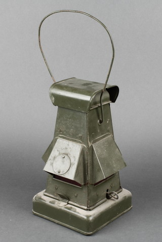 A WWII Ministry of Supply square tapered metal lantern