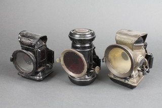 A Silver King road bicycle lamp, 1 other bicycle lamp and a rear bicycle lamp