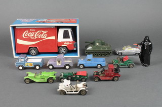 Buddy L Jr. a model Coca Cola delivery van and a collection of various toy cars