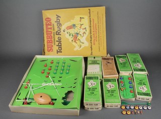 A Subbuteo International Edition table Rugy together with various Subbuteo figures
