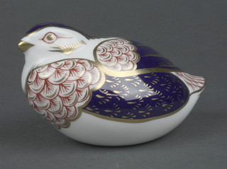 A Royal Crown Derby figure of a seated quail 3"