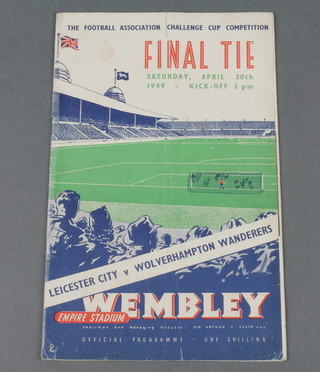 A 1949 FA Cup Final programme Leicester City V Wolverhampton Wanderers with repair to spine