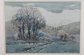 Rex F Hopes, watercolour, a Sussex landscape view, signed 10" x 14" 