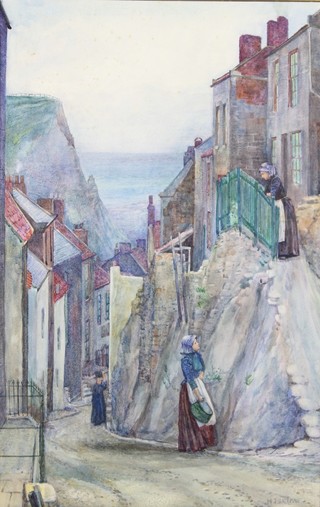 H J Bateman, 19th Century watercolour drawing, study of Clovelly? in Cornwall 18" x 12" 