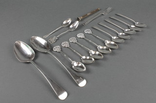 2 Georgian silver table spoons, minor spoons, approx 290 grams 