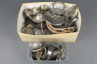 A quantity of silver plated lids, plated entree handles, mounts etc 