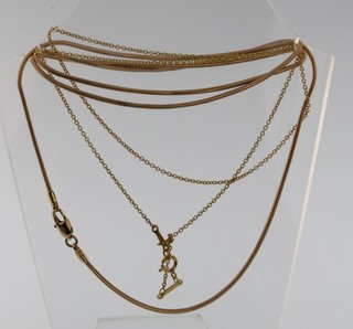2 gold necklaces, 9ct and 18ct, approx. 6 grams gross