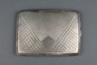 A silver engine turned cigarette case, approx. 36 grams