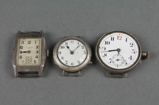 3 gentleman's silver wristwatches 