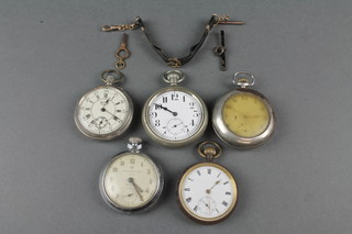 5 pocket watches and an Albert