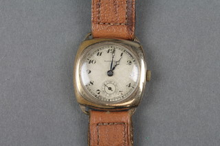 A gentleman's gold plated Elkingtons wristwatch with seconds at 6 o'clock 