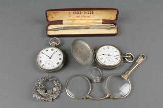 2 silver cased pocket watches and minor items