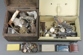 A quantity of watch parts and movements contained in 2 boxes