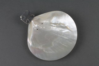 A silver mounted anointing shell dish 