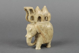 A carved soapstone figure of an elephant 5"