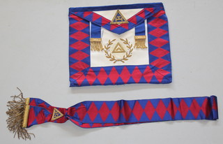 Masonic, a Royal Arch Supreme Grand Chapter Officer's apron, Assistant Sojourner together with sash 
