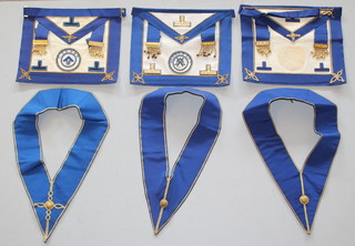 Masonic, 3 Provincial Grand Officer's undress aprons and collars 
