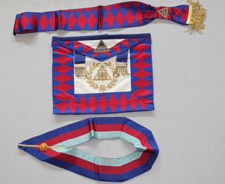 Masonic, a Royal Arch Supreme Grand Chapter Officer's apron, sash and collar, standard bearer