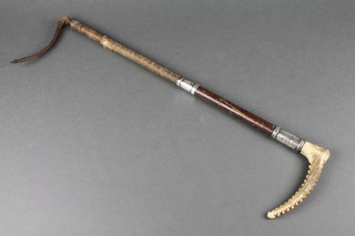 A silver and stag horn mounted hunting whip by Swayne & Co London