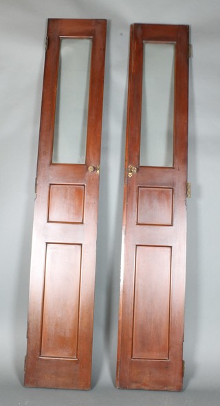 A pair of Victorian mahogany and glass panelled interior doors with glazed panels to the top 76" x 25" 