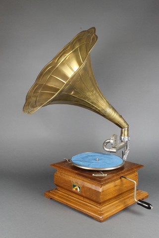 A reproduction HMV horn gramophone 