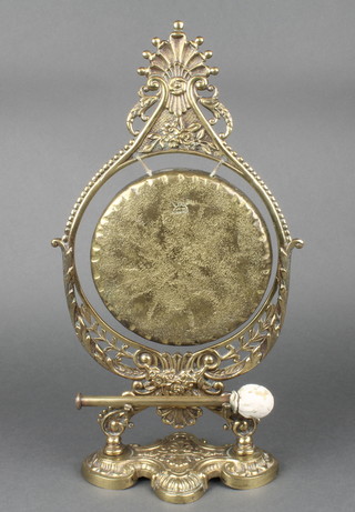Burmese, a brass gong, raised on a pierced stand 