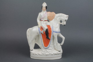 A Victorian Staffordshire figure of a soldier on horseback - War 11" 