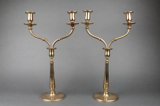 A pair of 19th Century brass twin light candelabrum 16 1/2" 