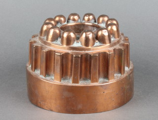 A 19th Century circular copper jelly mould marked 183 4 1/2" 