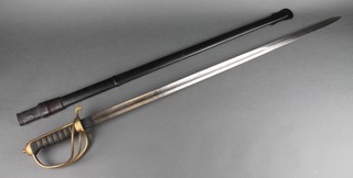 A George V Royal Artillery officer's sword, the 32 1/2" blade etched royal cipher, contained in an associated scabbard