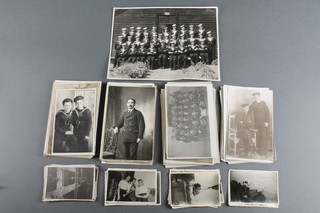 Of Naval interest, a collection of various black and white photographs and postcards of sailors