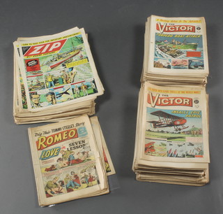 3 editions of Romeo comic numbers 27, 83 and 104, numerous editions of The Victor comic including numbers 3,8,20,25 and onward, various editions of Zip comic numbers 