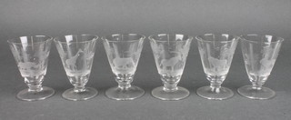 A set of 6 tot glasses with engraved African game 3" 