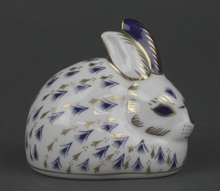 A Royal Crown Derby paperweight in the form of a seated rabbit, base marked XL1 3"