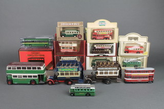 2 Corgi models of omnibuses, a Matchbox model of Yesteryear, a RA10 1930's double decker bus, 12 various models 