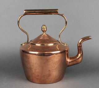 A 19th Century circular copper kettle with acorn finial 11" 