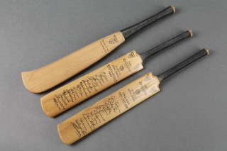 Cricket, Nicolls, a model of a 1770 cricket bat 12", Nicolls a miniature cricket bat with the facsimile signatures of the 1960 England First Test together with 1 other South Africa 1960 