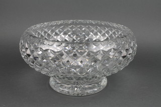A circular cut glass pedestal bowl 12", an oval boat ditto 